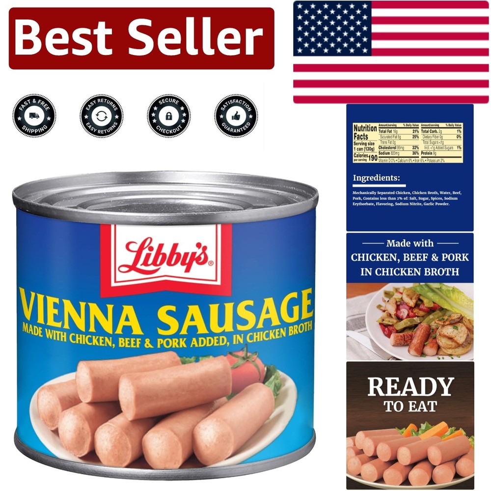 Ready-to-Eat Vienna Sausage in Chicken Broth – 24 Cans of Convenient Protein