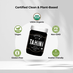 Organic Black Tahini Paste 16 Oz (1Lb) – Black Sesame Paste – USDA Certified, Ko