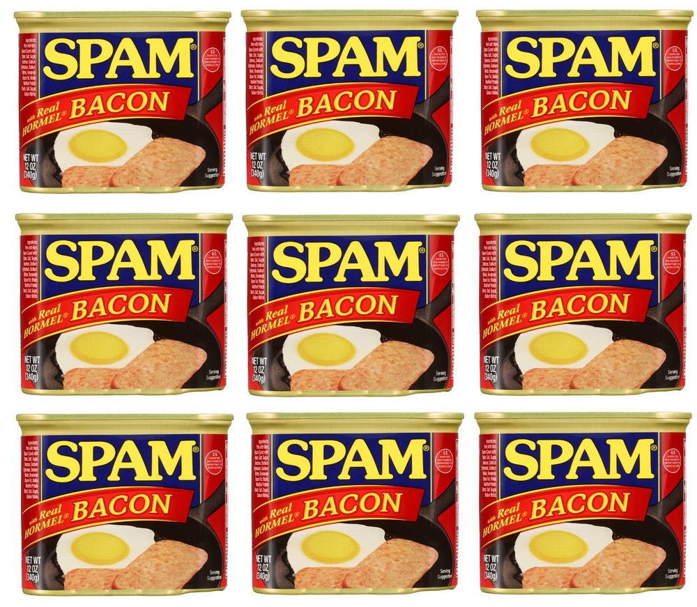 SPAM Bacon Enhanced Luncheon Meat – Protein-Rich, Fully Cooked, 12 oz (9 – Pack)