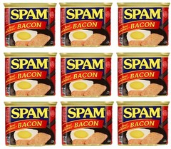SPAM Bacon Enhanced Luncheon Meat – Protein-Rich, Fully Cooked, 12 oz (9 – Pack)