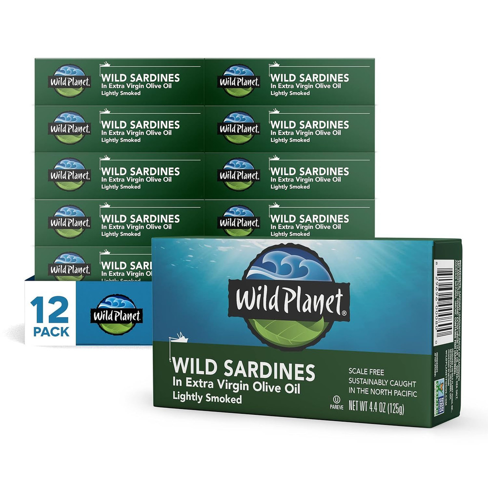 Wild Planet Sardines in Extra Virgin Olive Oil, Lightly Smoked, Tinned…
