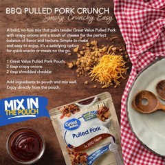 Great Value Pulled Pork in BBQ Sauce Ready To Eat 2.6 Oz Pouch 3 Pack