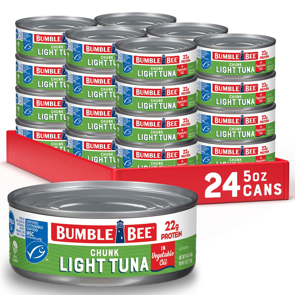Chunk Light Tuna in Oil, 5 Oz Cans (Pack of 24) – Wild Caught Skipjack Tuna – 22