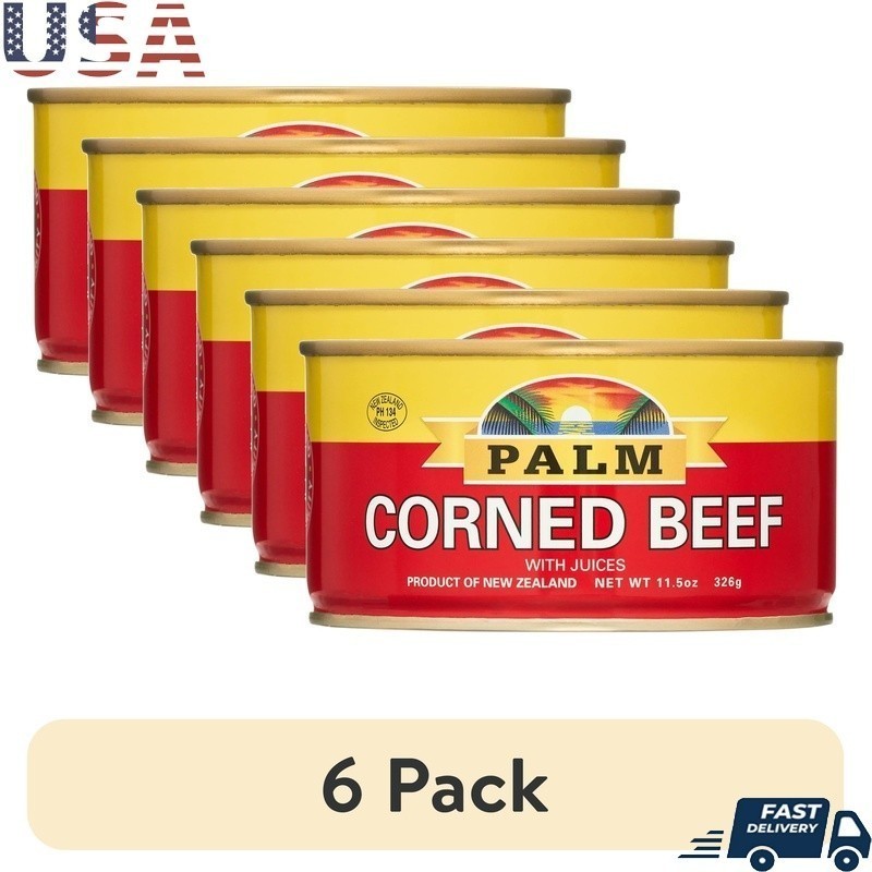 6 Pack Canned Corned Beef Juices Protein Rich Versatile Meal Ingredient 11.5oz