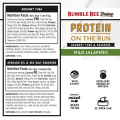 Bumble Bee Prime Protein on the Run Tuna Snack Kit Gourmet Tuna Marinated in…
