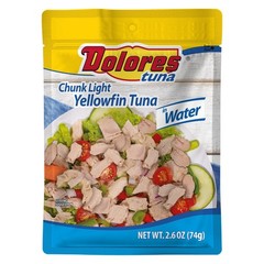 Dolores Tuna Chunk Light Yellowfin Tuna in Water, 2.6 oz Pouch (Pack of 24)