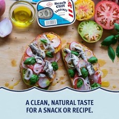 Beach Cliff Sardines in Water, Wild Caught, 3.75 oz Can, Pack of 12