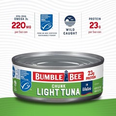 Bumble Bee Chunk Light Tuna In Water, 5 oz Cans (Pack of 24) – Wild Caught Skipj