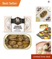 Delicious Gourmet Smoked Oysters in Olive Oil – Hand Packed – 3-Ounce Pack of 12