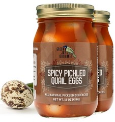 Spicy Pickled Quail Eggs in Jar – Gourmet Fresh Handcrafted – 2 x 16oz Jars