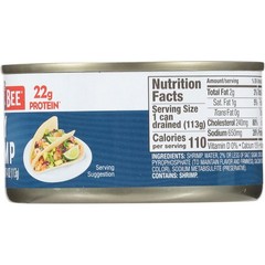 (2 pack) Tiny Canned Shrimp, Gluten Free, 22g Protein Per Serving, Shelf Stable