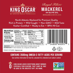 King Oscar Mackerel in Olive Oil, 4.05 Ounce Can Pack of 6 new