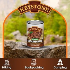 Keystone Meats All Natural Heat and Serve Ground Beef 14 Oz Fully Cooked Cann…