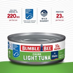 Bumble Bee Chunk Light Tuna In Water, 5 oz Cans (Pack of 10) – Wild Caught Sk…