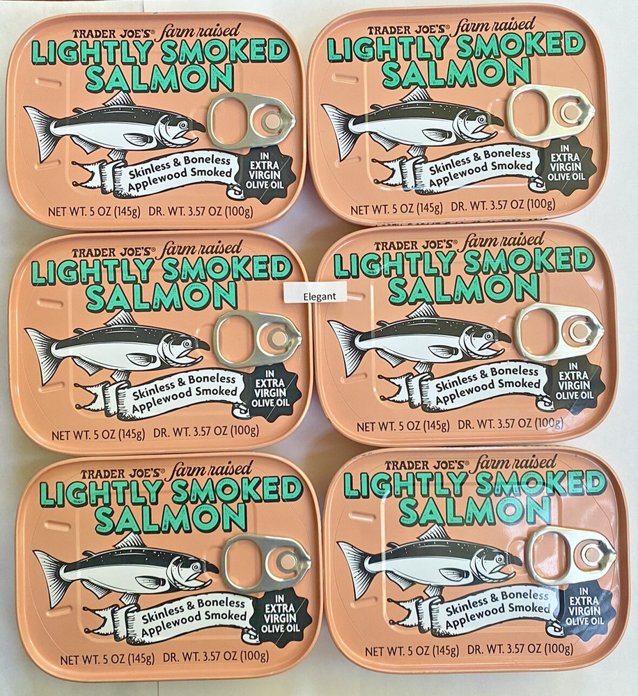 Pack-6 Trader Joe’s Light smoked Salmon Skinless Boneless in Olive Oil 5 oz Each