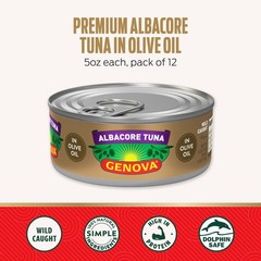 Genova Premium Albacore Tuna in Olive Oil, 5 oz. Cans Pack of 12, Wild Caught…