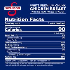 Swanson White Premium Chunk Canned Chicken Breast 🥪 4.5 OZ Can (Pack of 8)