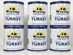 6 Cans Pack – Werling & Sons Fully Cooked Canned Turkey Meat 28 Oz Heat & Eat