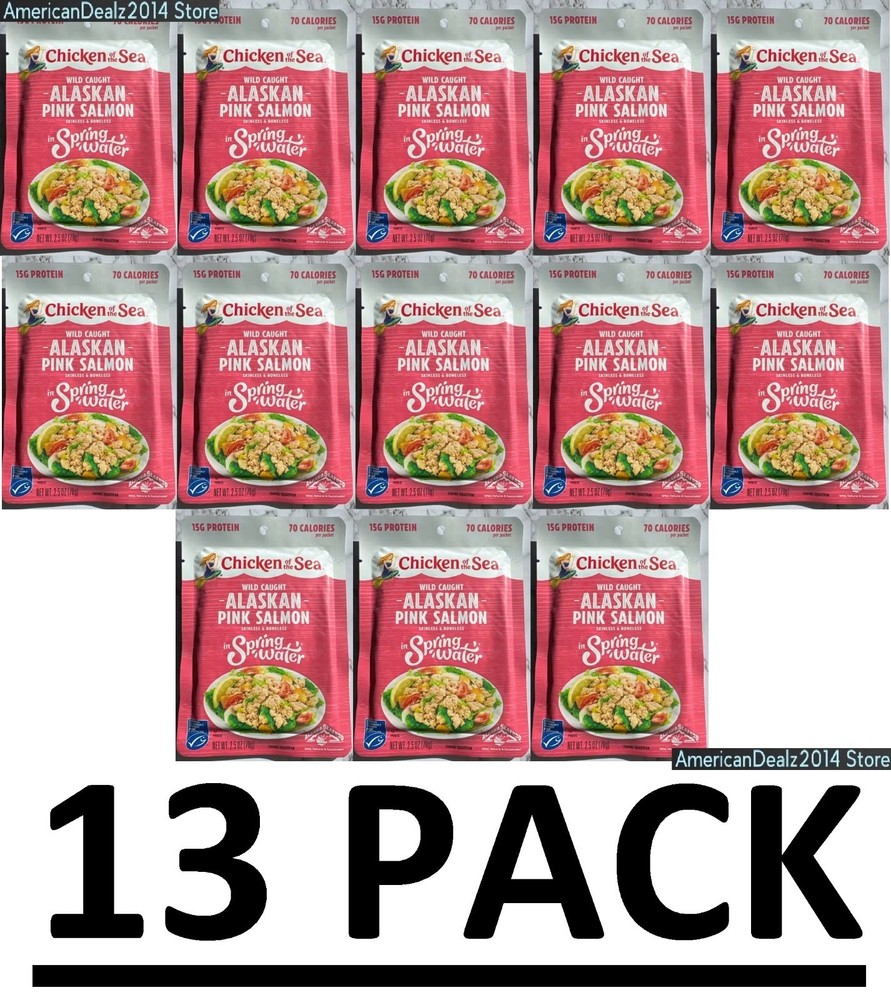 13 PACK – Wild Caught Alaskan Pink Salmon In Spring Water, 2.5 oz EACH