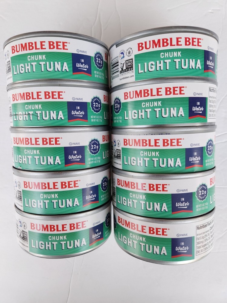 10 CANS BUMBLE BEE CHUNK LIGHT TUNA WILD CAUGHT NET WT 5 OZ EACH