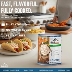 Fully Cooked Chicken 28 Oz – Canned White Meat for Daily Meals, Camping & Eme…