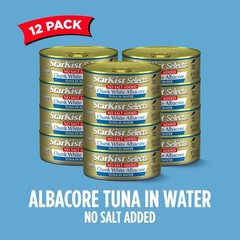 12 Pack StarKist Selects No Salt Added Chunk White Albacore Tuna in Water, Paleo