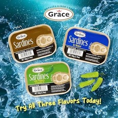 Grace Sardines in Vegetable Oil – 106g 3.74oz (Pack of 10) – 18g Protein per …