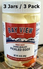 Pickled Red Hot Hard Boiled Eggs 3 Pack Keto Bay View Packing Free Ship