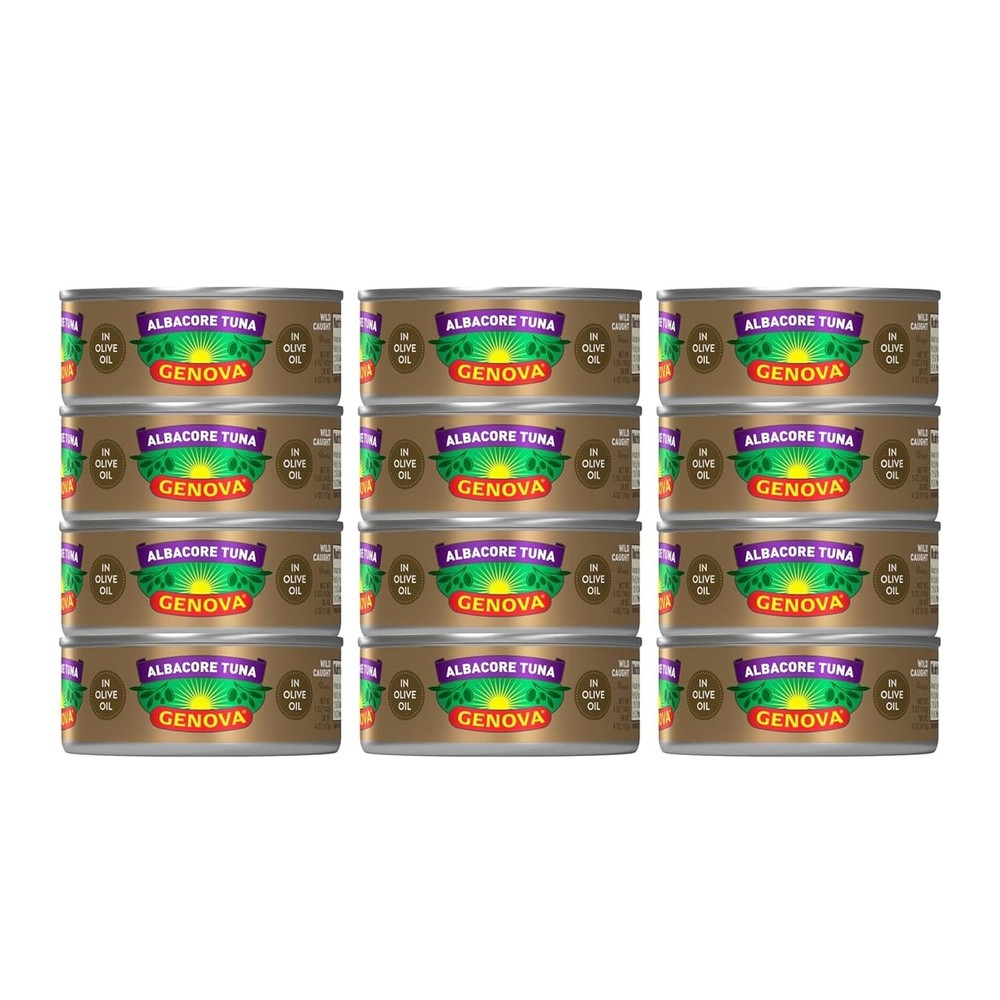 Genova Premium Albacore Tuna in Olive Oil, 5 oz. Cans (Pack of 12), Wild Caught