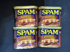 4 Tins Sealed MAPLE SPAM 12 oz Aluminum Cans, Canned Meats Hormel Pork Yum 7/26