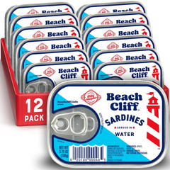 Beach Cliff Sardines in Water, 3.75 Oz Can (Pack of 12) – Wild Caught Sardines –