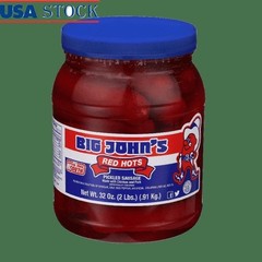 Pickled Sausages Fully Cooked Ready to Eat Protein Snack Resealable Jar 32oz New