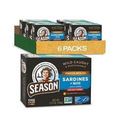 Wild Caught Brisling Sardines in Water – 6pk 3.75oz Tins – High Protein, Omega 3