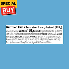 Selects No Salt Added Chunk White Albacore Tuna in Water, 4.5 oz (12 Pack) Canne