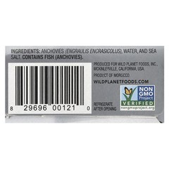 Wild Planet, Wild White Anchovies in Water With Sea Salt, 4.4 oz, Non-GMO
