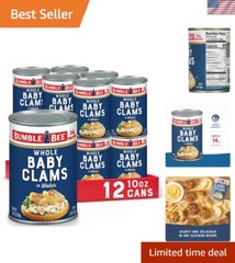 Ready to Eat Whole Baby Clams, 10 oz Cans (12 Pack) – Perfect for Meals & Snacks