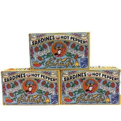 3-PACK Fishwife Sardines with Hot Pepper 4.2oz each BB 08/2030