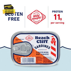 Wild Caught Sardines in Louisiana Hot Sauce, 3.75 Oz Can – 14G Protein per Servi