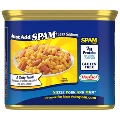 (4 pack) SPAM 25% Less Sodium, Canned Meats, 7 g Protein, Shelf-Stable, 12 oz