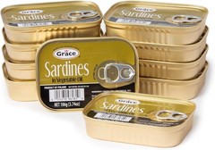 Grace Sardines in Vegetable Oil – 106g 3.74oz (Pack of 10) – 18g Protein per …