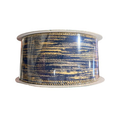 Kirkland Everyday Wire Edged Ribbon. 50 Yards. 1.5″ Blue and Gold