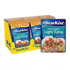 Wild Caught Chunk Light Tuna in Water Pouches 24 Pack, 17g Protein, Ready to Eat