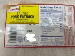 Salted Pork Fatback, Country Food , Soul Food, READ DESCRIPTION