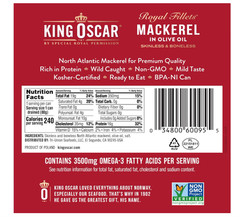 King Oscar Mackerel in Olive Oil, 4.05 Ounce Can (Pack of 6, Packaging May Vary