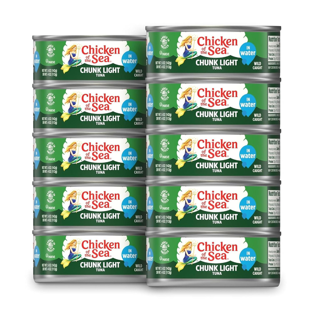 Chicken of the Sea Wild Caught Chunk Light Tuna, 5 Ounce Cans, 10-Count – High P