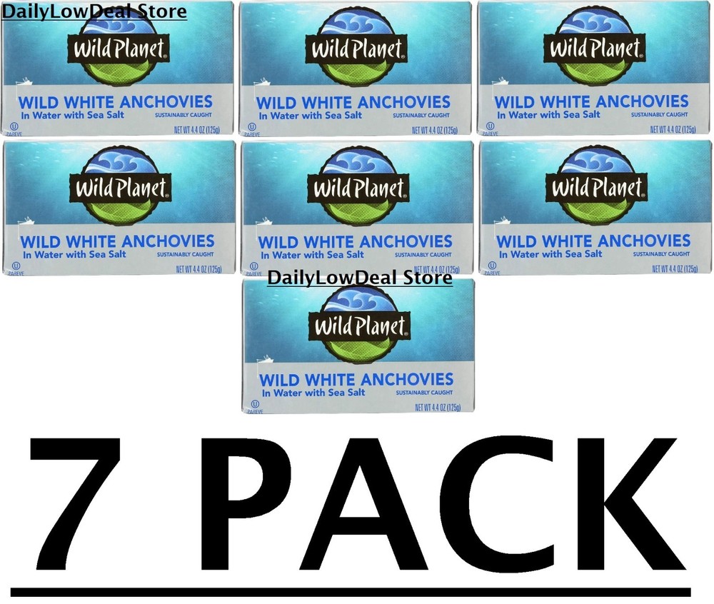7 PACK – Wild Planet, Wild White Anchovies in Water With Sea Salt, 4.4 oz Each