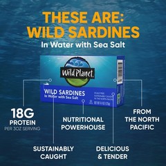 Wild Sardines in Water with Sea Salt, Tinned Fish, Non-GMO, Sustainable 4.4 O…