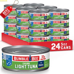 Chunk Light Tuna in Water 5oz Cans Pack of 24 Wild Caught Protein Rich US