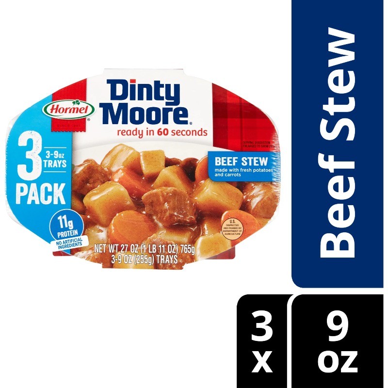 DINTY MOORE Beef Stew,Shelf-Stable, 12 Grams Protein, 9 oz Plastic Microwaveable