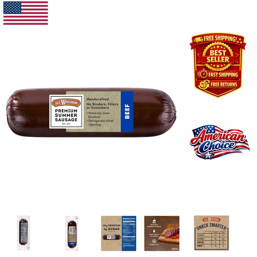 8oz Handcrafted Beef Summer Sausage – Naturally Smoked, Perfect for Charcuterie